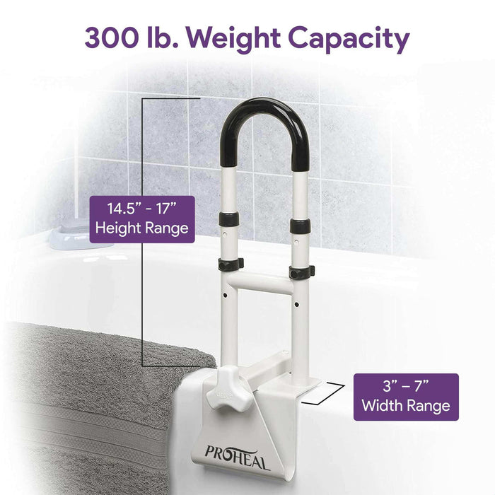 Adjustable Bathtub Grab Bar - Universal Clamp On Bar - Elvoros