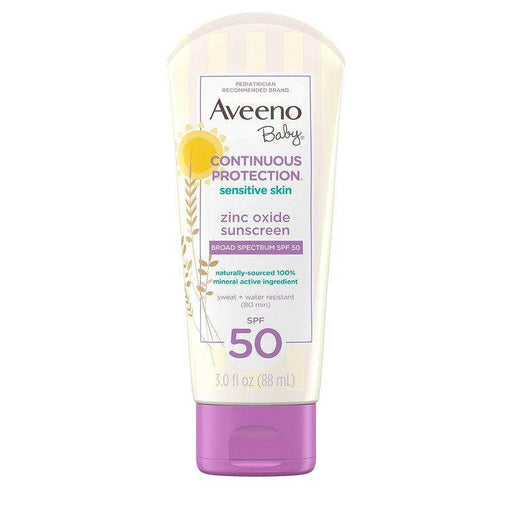 Aveeno Baby Continuous Protection Sensitive Skin Sunscreen Lotion, Broad Spectrum SPF50 - 3 oz - Elvoros