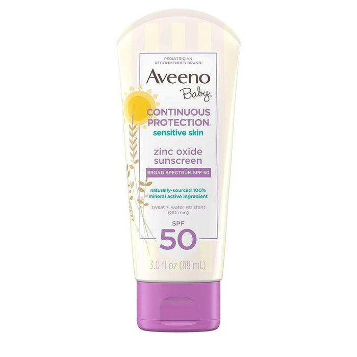 Aveeno Baby Continuous Protection Sensitive Skin Sunscreen Lotion, Broad Spectrum SPF50 - 3 oz - Elvoros