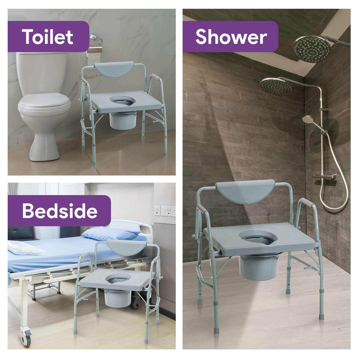 Bariatric Drop Arm Commode 1000lb - Elvoros