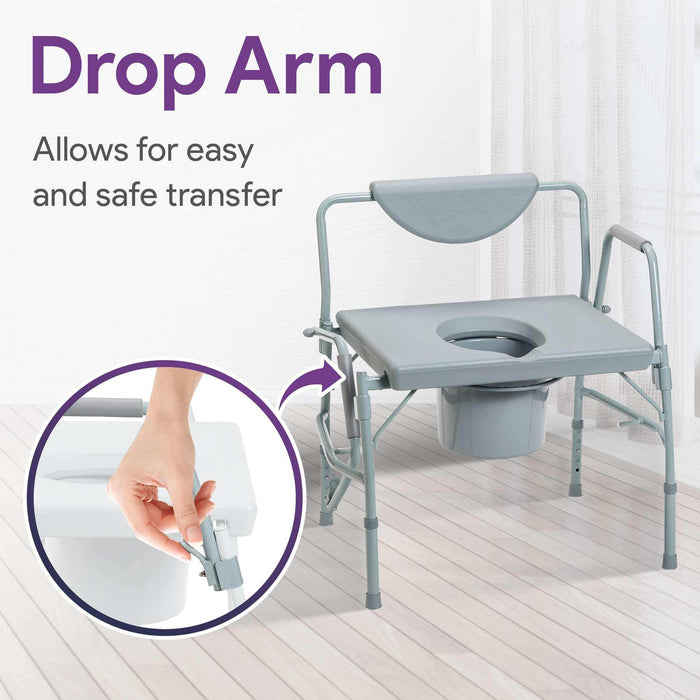 Bariatric Drop Arm Commode 1000lb - Elvoros
