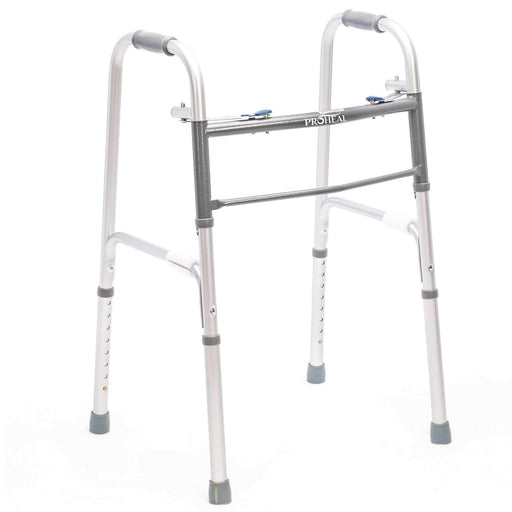 Bariatric Silver Folding Steel Walker without Wheels - 500 lbs Capacity - Elvoros