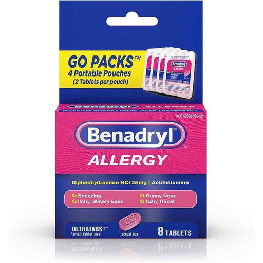 Benadryl Ultratabs Antihistamine Allergy Relief Tablets On-The-Go Size - 8ct - Elvoros