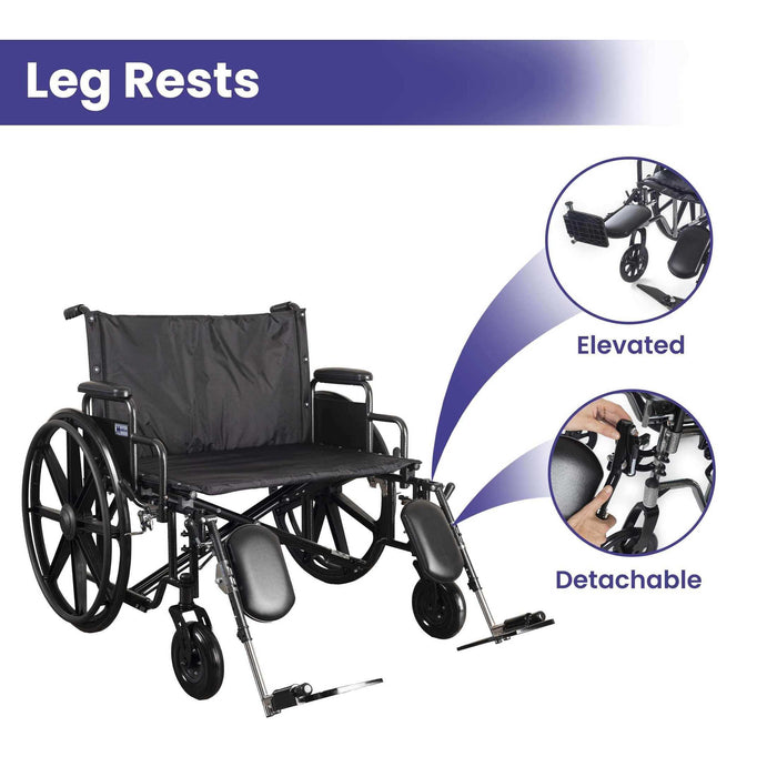 Medacure Ultra Wide Bariatric Wheelchair - 700 lb. Weight Capacity - Elvoros