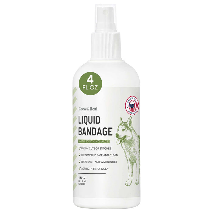 Chew + Heal Liquid Bandage for Dogs - 4 oz Spray with Aloe - Elvoros