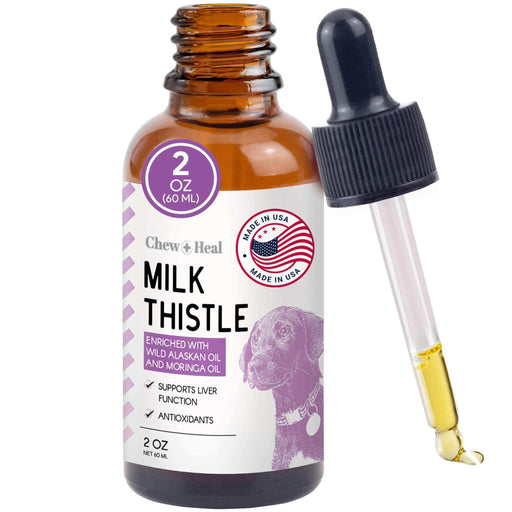 Chew + Heal Milk Thistle with Moringa oil and Wild Alaskan Salmon Oil – Liver Support 2 oz - Elvoros
