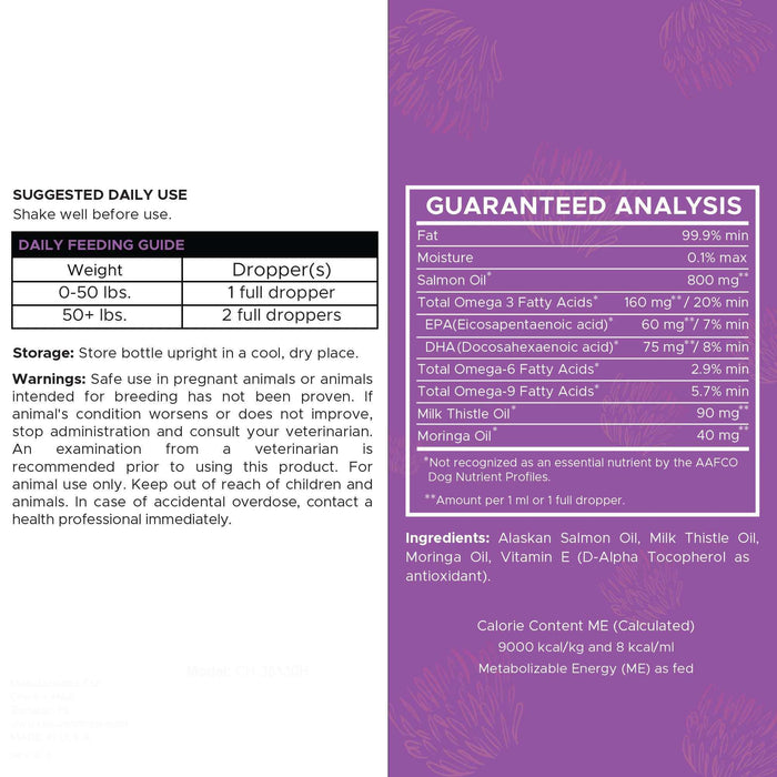 Chew + Heal Milk Thistle with Moringa oil and Wild Alaskan Salmon Oil – Liver Support 2 oz - Elvoros