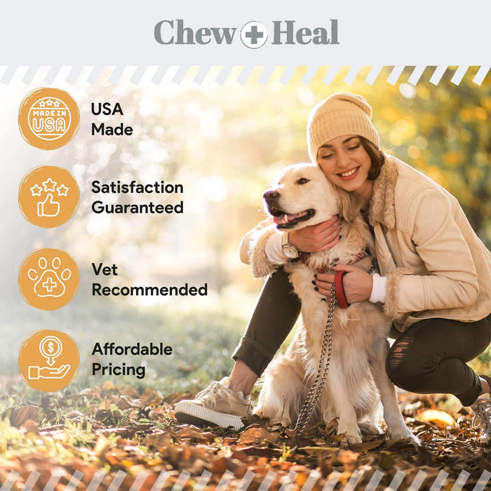 Chew + Heal Omega 3 Fish Oil for Dogs - 180 Softgel Supplements for Healthy Skin and Coat - Elvoros