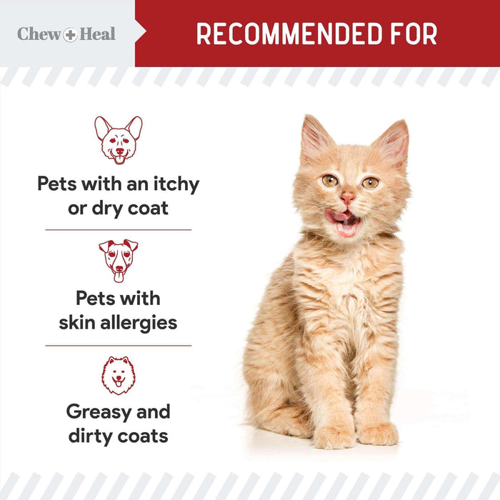 Chew + Heal Pure Wild Alaskan Salmon Oil for Dogs and Cats - 16 oz. Beef Flavored Oil - Elvoros