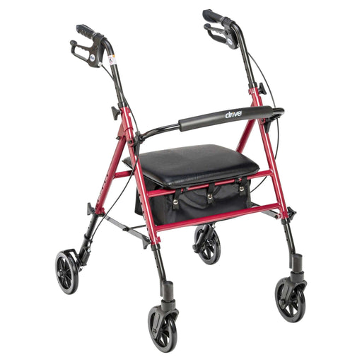Drive Medical Adjustable Height Rollator Rolling Walker with 6" Wheels - Elvoros