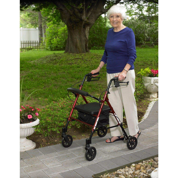 Drive Medical Adjustable Height Rollator Rolling Walker with 6" Wheels - Elvoros