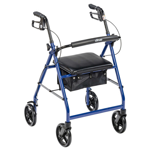 Drive Medical Aluminum Rollator Rolling Walker with Fold Up and Removable Back Support and Padded Seat - Elvoros