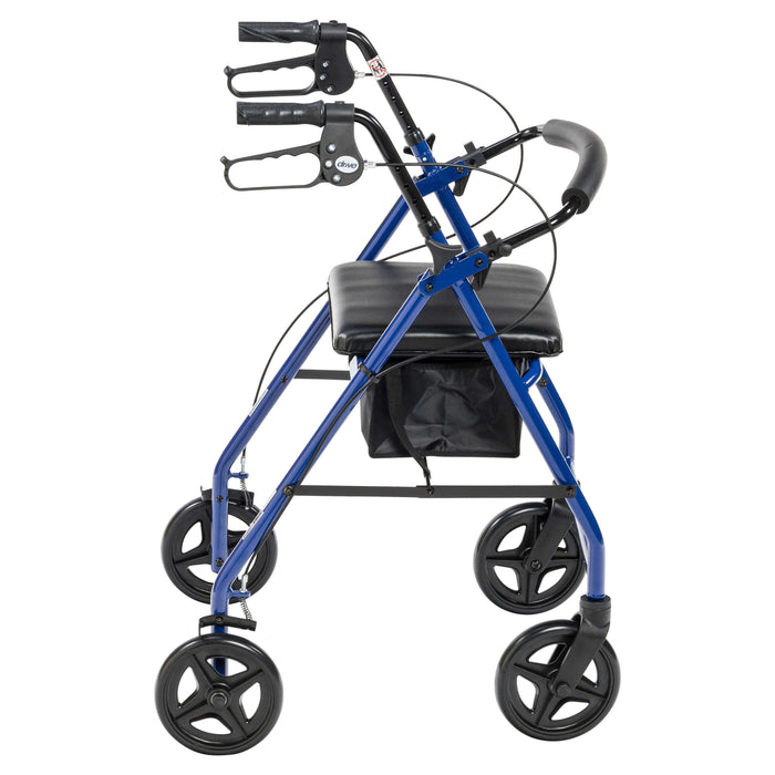 Drive Medical Aluminum Rollator Rolling Walker with Fold Up and Removable Back Support and Padded Seat - Elvoros