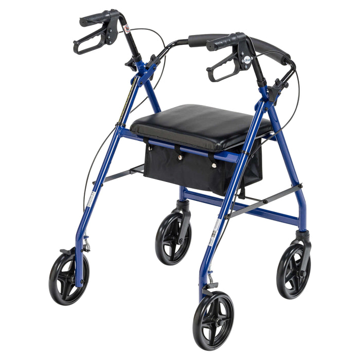 Drive Medical Aluminum Rollator Rolling Walker with Fold Up and Removable Back Support and Padded Seat - Elvoros
