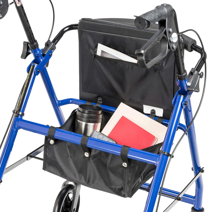 Drive Medical Aluminum Rollator Rolling Walker with Fold Up and Removable Back Support and Padded Seat - Elvoros