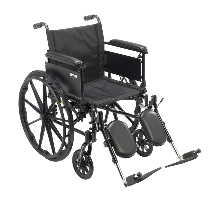 Drive Medical Cruiser X4 Lightweight Dual Axle Wheelchair with Adjustable Detachable Arms - Elvoros