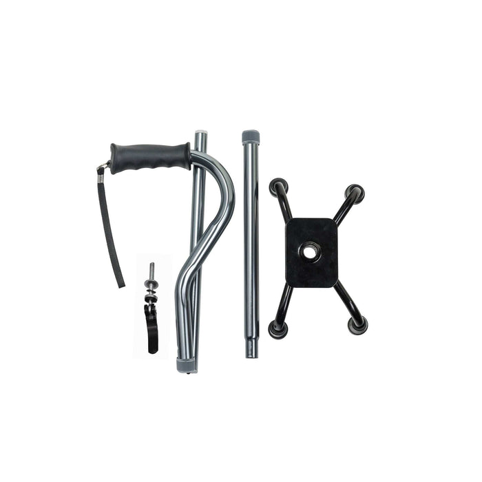 Drive Medical Folding Quad Cane, Small Base, Charcoal - Elvoros