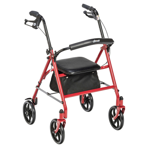 Drive Medical Four Wheel Rollator Rolling Walker with Fold Up Removable Back Support - Elvoros