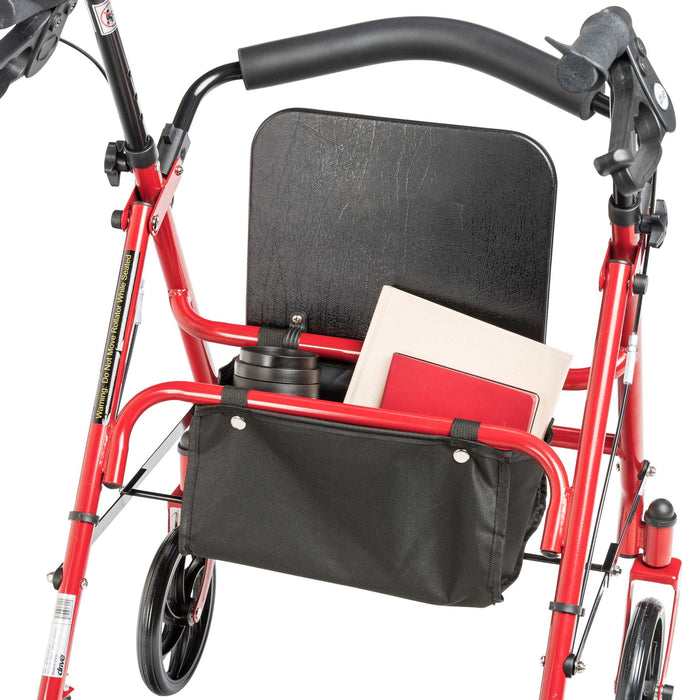 Drive Medical Four Wheel Rollator Rolling Walker with Fold Up Removable Back Support - Elvoros