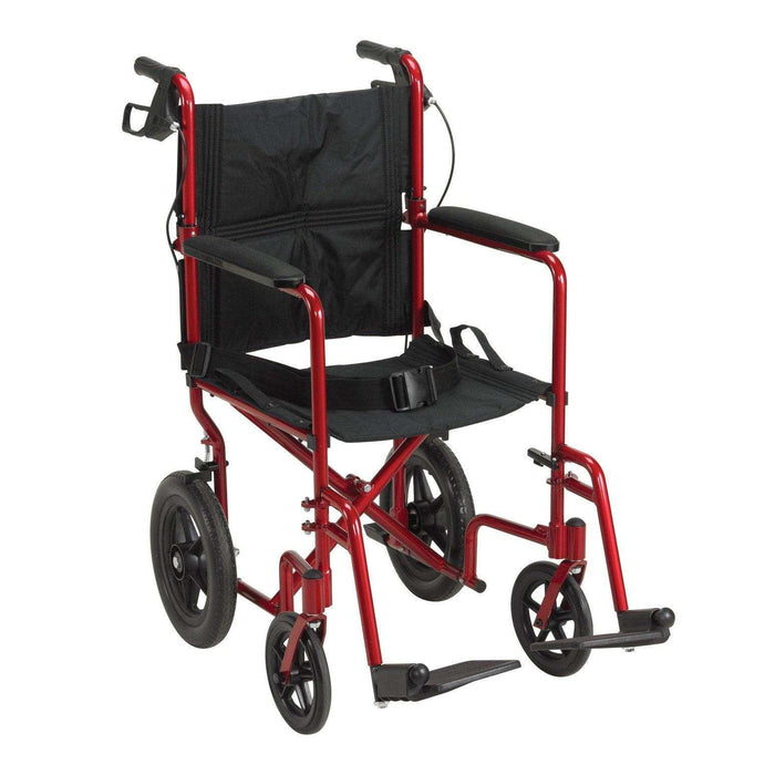 Drive Medical Lightweight Expedition Transport Wheelchair with Hand Brakes - Elvoros