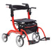 Drive Medical Nitro Duet Dual Function Transport Wheelchair and Rollator Rolling Walker - Red - Elvoros