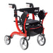 Drive Medical Nitro Duet Dual Function Transport Wheelchair and Rollator Rolling Walker - Red - Elvoros