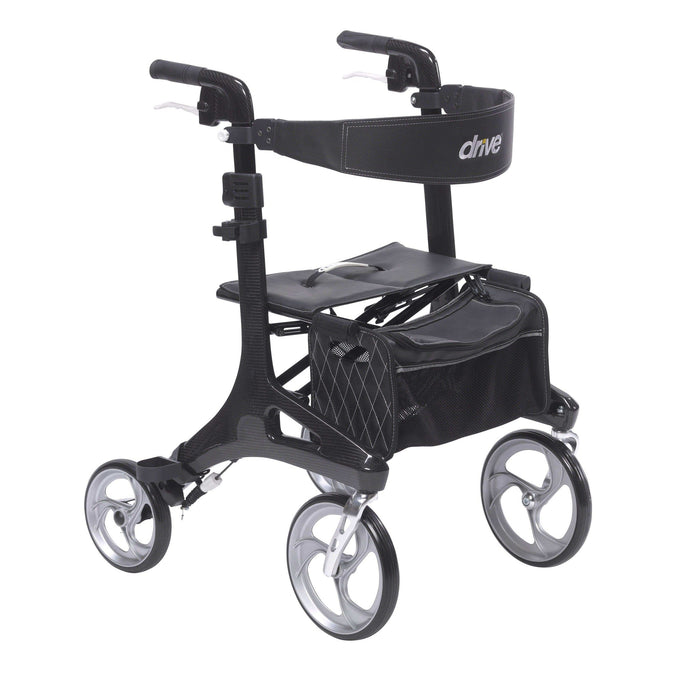 Drive Medical Nitro Elite CF Carbon Fiber Rollator Rolling Walker - Black - Elvoros