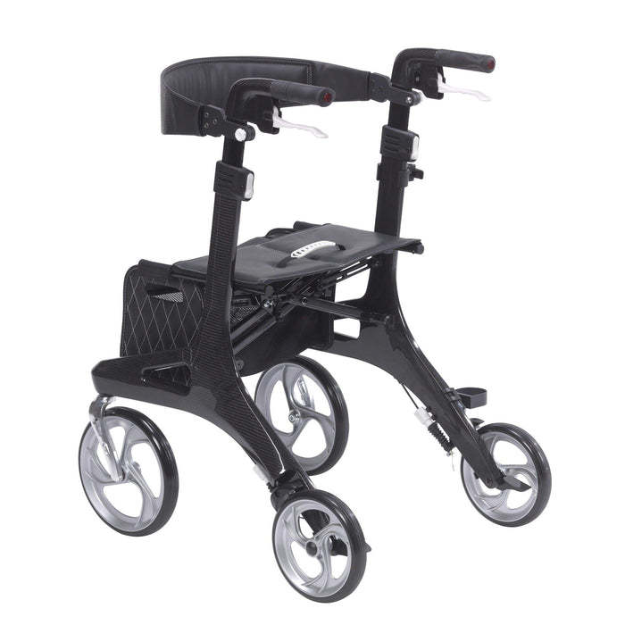 Drive Medical Nitro Elite CF Carbon Fiber Rollator Rolling Walker - Black - Elvoros