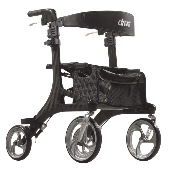 Drive Medical Nitro Elite CF Carbon Fiber Rollator Rolling Walker - Black - Elvoros