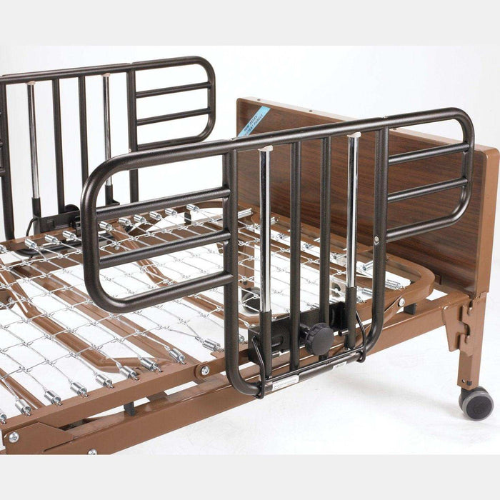 Drive Medical No Gap Half Length Side Bed Rails with Brown Vein Finish - 1 Pair - Elvoros