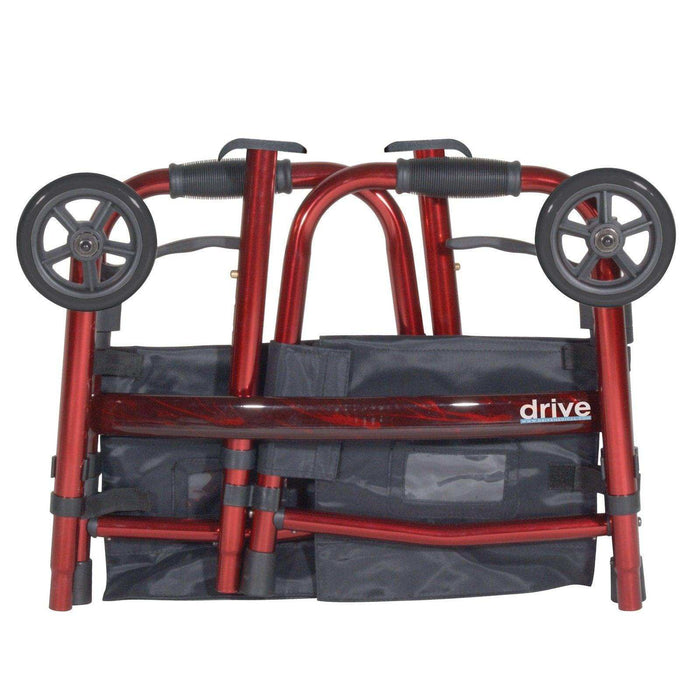 Drive Medical Portable Folding Travel Walker with 5" Wheels and Fold up Legs - Elvoros