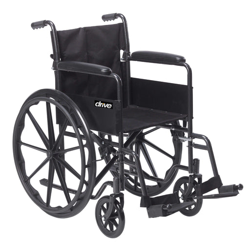 Drive Medical Silver Sport 1 Wheelchair with Full Arms and Swing away Removable Footrest - Elvoros