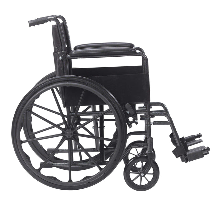 Drive Medical Silver Sport 1 Wheelchair with Full Arms and Swing away Removable Footrest - Elvoros