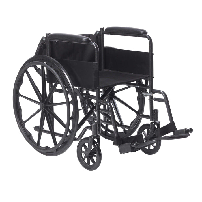 Drive Medical Silver Sport 1 Wheelchair with Full Arms and Swing away Removable Footrest - Elvoros