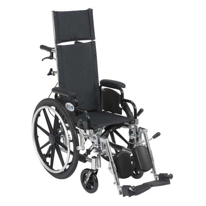 Drive Medical Viper Plus Light Weight Reclining Wheelchair with Elevating Leg rest and Flip Back Detachable Arms - Elvoros