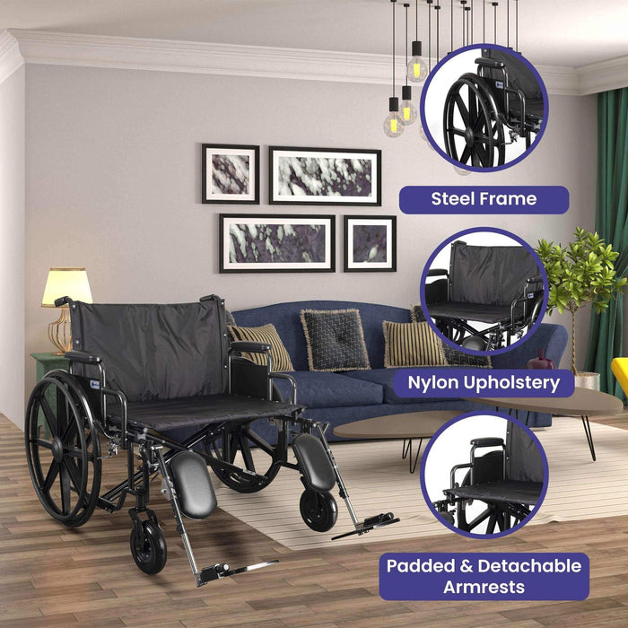 Medacure Ultra Wide Bariatric Wheelchair - 700 lb. Weight Capacity - Elvoros