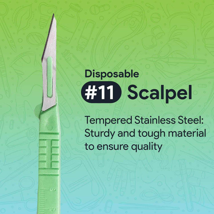 FifthPulse Disposable Scalpel Knife - #11 - Individually Wrapped Sterile Scalpel Blades - Elvoros