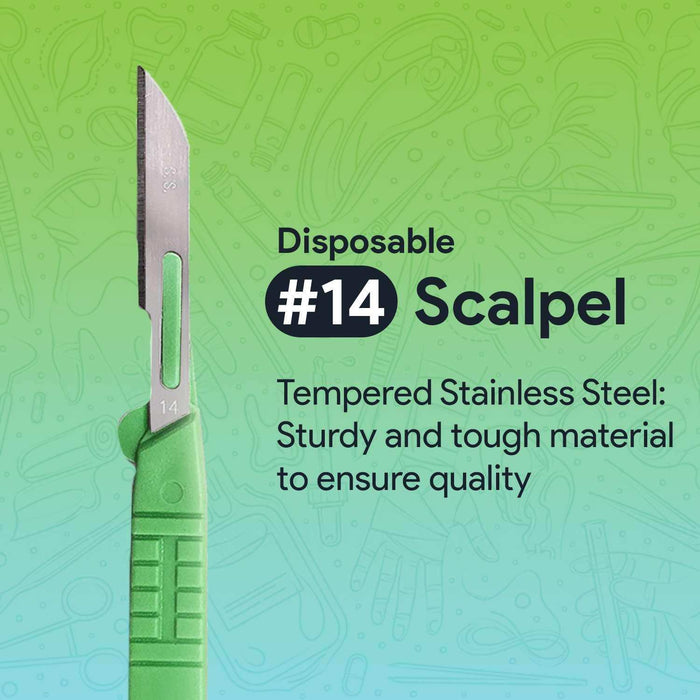 FifthPulse’s Disposable Scalpel Knife #14 - Individually Wrapped Sterile Scalpel Blades - Elvoros