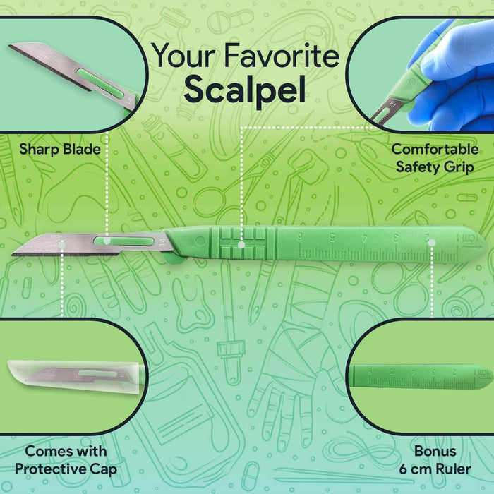 FifthPulse’s Disposable Scalpel Knife #14 - Individually Wrapped Sterile Scalpel Blades - Elvoros
