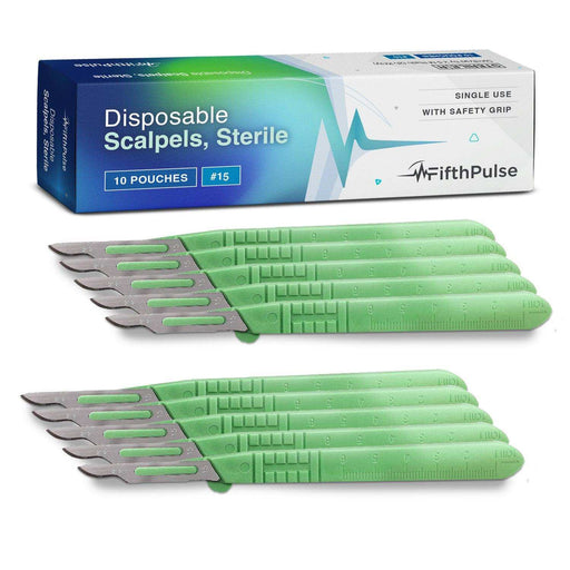 FifthPulse’s Disposable Scalpel Knife #15 - Individually Wrapped Sterile Scalpel Blades - Elvoros