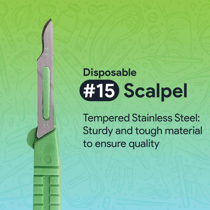 FifthPulse’s Disposable Scalpel Knife #15 - Individually Wrapped Sterile Scalpel Blades - Elvoros