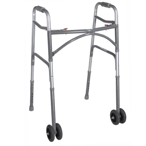 Heavy Duty Bariatric Two Button Walker with Wheels - Elvoros