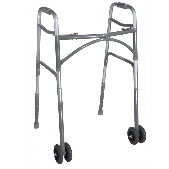 Heavy Duty Bariatric Two Button Walker with Wheels - Elvoros