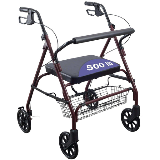 Medacure Bariatric Steel Rollator Walker with Seat – Height Adjustable - Elvoros