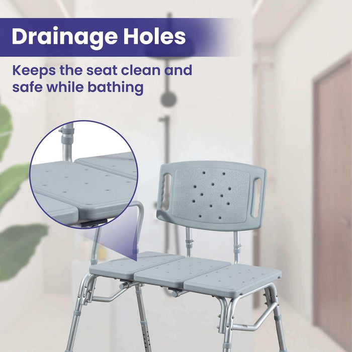 Medacure Bariatric Transfer Bench Shower Chair for Bathtub - 500 lb - Elvoros