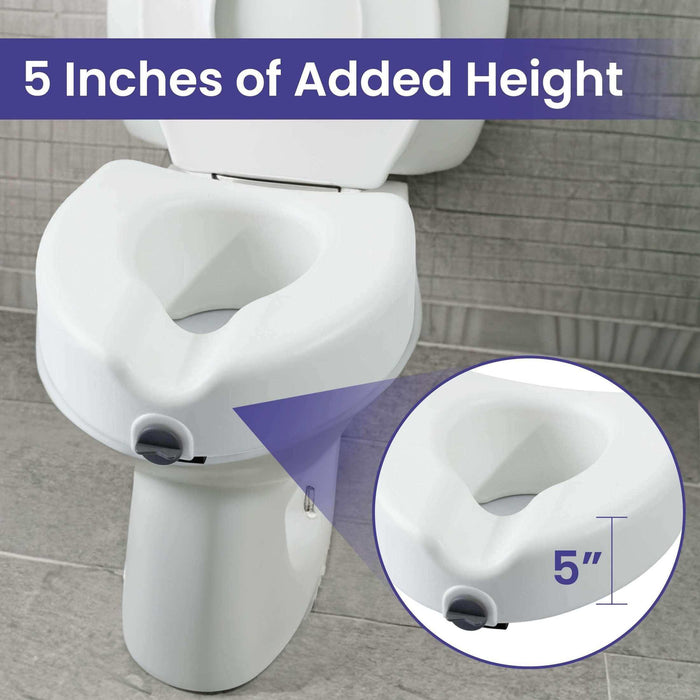Medacure Locking Toilet Seat - Raised Toilet Seat Riser for Seniors - Elvoros