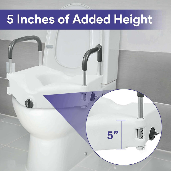 Medacure Locking Toilet Seat with Arms - Raised Toilet Seat Riser for Seniors - Elvoros