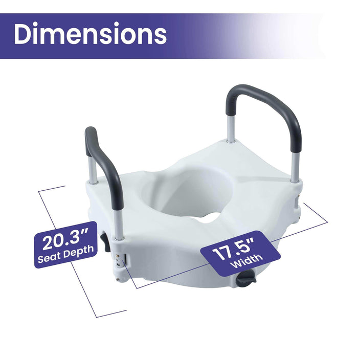 Medacure Locking Toilet Seat with Arms - Raised Toilet Seat Riser for Seniors - Elvoros