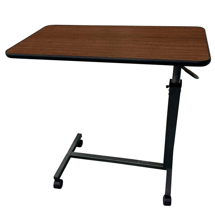 Medical Mahogany Overbed Table with Wheels for Home and Hospital Use - Elvoros