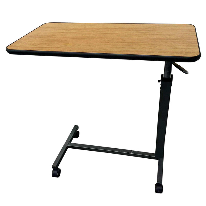 Medical Oak Overbed Table with Wheels for Home and Hospital Use - Elvoros